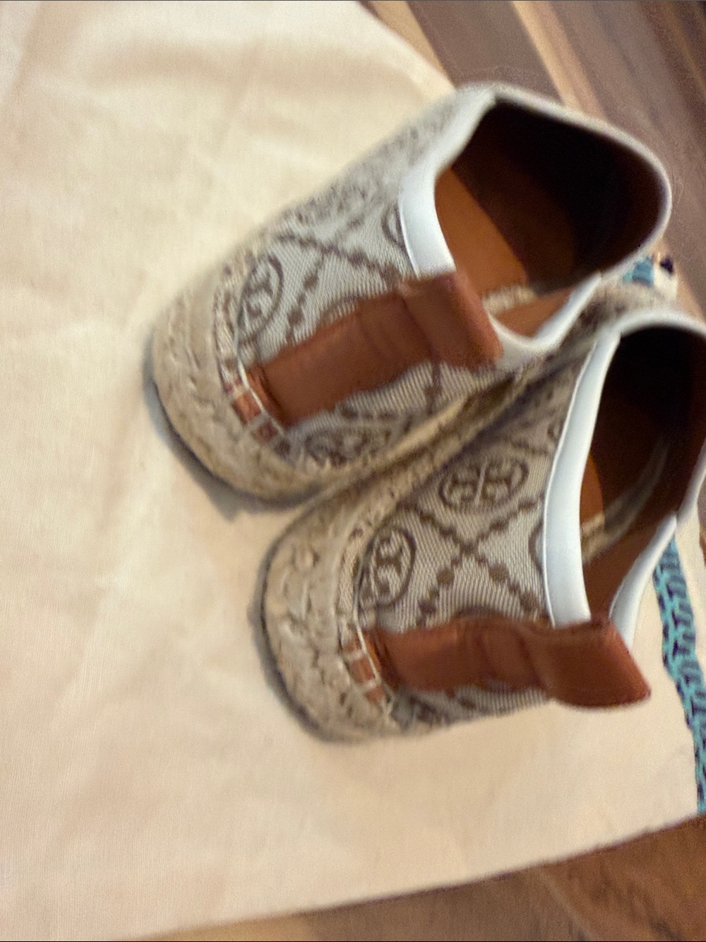 Tory Burch Beige Canvas Logo Espadrille Slip-Ons - Picture 4 of 9